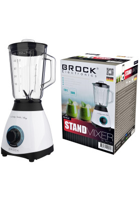 Блендер BROCK BL 1501 WH стаціонарний 500Вт/ скляна чаша 1,5л/ PULSE/ 2 швидкості/ дроблення льоду