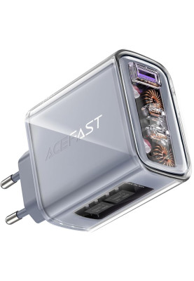 Зарядний пристрій 3xUSB 65W (2xUSB-C+USB-A) Gan A45 Fast Charger Mica gray Acefast