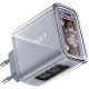 Зарядний пристрій 3xUSB 65W (2xUSB-C+USB-A) Gan A45 Fast Charger Mica gray Acefast