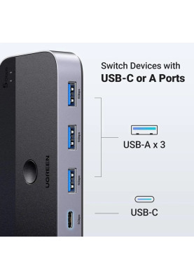 Перемикач Ugreen CM662 2in-4out з додатковим живленням та пультом керування