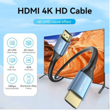 Кабель HDMI M - M, 12.0  м, V1.4, 4K 60Гц,PVC, Aluminum alloy Type синій Vention