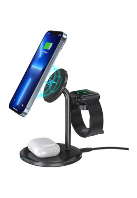 Зарядний пристрій 15W 3-in-1 Magnetic Wireless Fast Charger black Choetech