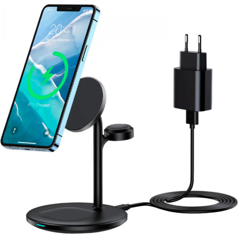 Зарядний пристрій 15W 3-in-1 Magnetic Wireless Fast Charger black Choetech