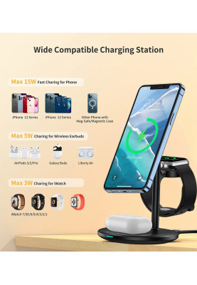 Зарядний пристрій 15W 3-in-1 Magnetic Wireless Fast Charger black Choetech