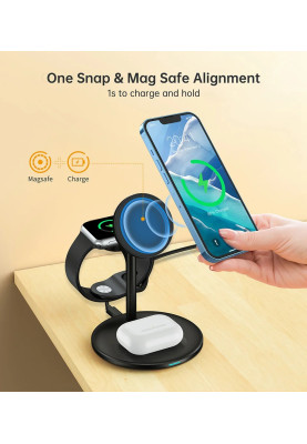 Зарядний пристрій 15W 3-in-1 Magnetic Wireless Fast Charger black Choetech