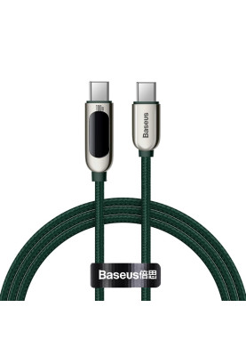 Кабель USB3.1 Type-C M-M, 1 м, 100W (20V/5A), З дисплеєм Зелений Display Fast Charging CATSK Baseus