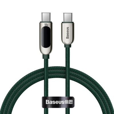 Кабель USB3.1 Type-C M-M, 1 м, 100W (20V/5A), З дисплеєм Зелений Display Fast Charging CATSK Baseus