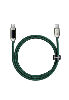 Кабель USB3.1 Type-C M-M, 1 м, 100W (20V/5A), З дисплеєм Зелений Display Fast Charging CATSK Baseus