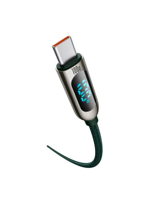 Кабель USB3.1 Type-C M-M, 1 м, 100W (20V/5A), З дисплеєм Зелений Display Fast Charging CATSK Baseus