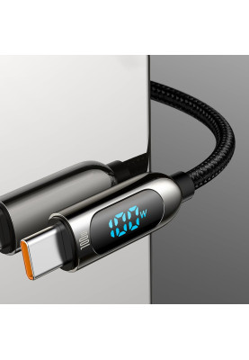 Кабель USB3.1 Type-C M-M, 1 м, 100W (20V/5A), З дисплеєм Зелений Display Fast Charging CATSK Baseus