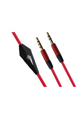 Кабель AUX Audio TRRS-TRS 3.5 мм Male/Male з мікрофоном 1.2м червоний