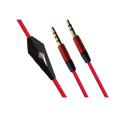 Кабель AUX Audio TRRS-TRS 3.5 мм Male/Male з мікрофоном 1.2м червоний