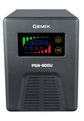 ДБЖ Gemix PSN-800U, 800VA/480W 12V/220V, 7/9/13A, 3*Schuko, без АКБ