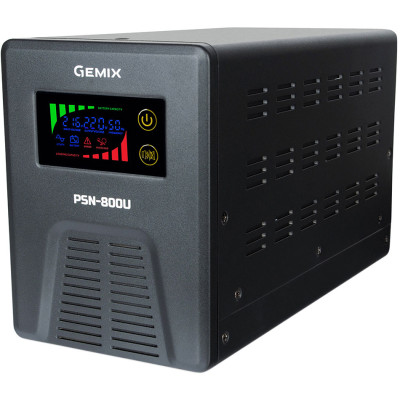 ДБЖ Gemix PSN-800U, 800VA/480W 12V/220V, 7/9/13A, 3*Schuko, без АКБ