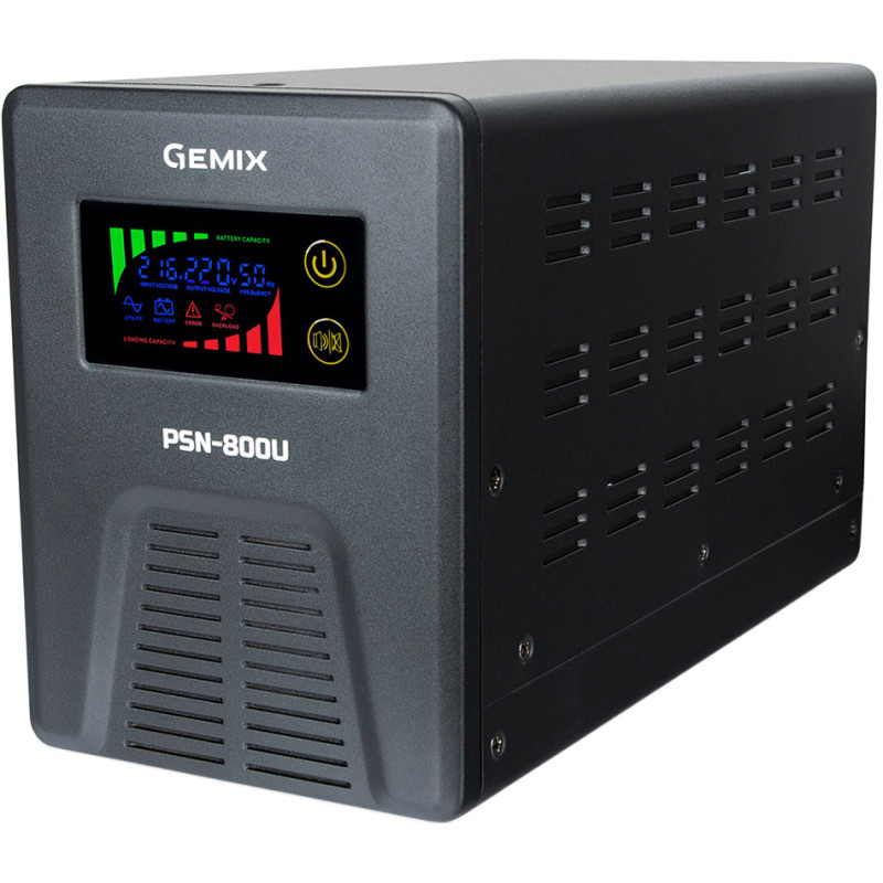 ДБЖ Gemix PSN-800U, 800VA/480W 12V/220V, 7/9/13A, 3*Schuko, без АКБ