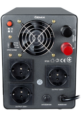 ДБЖ Gemix PSN-800U, 800VA/480W 12V/220V, 7/9/13A, 3*Schuko, без АКБ