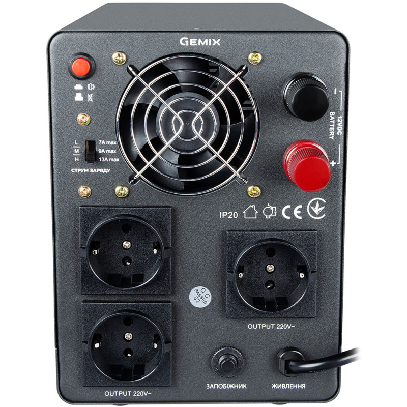 ДБЖ Gemix PSN-800U, 800VA/480W 12V/220V, 7/9/13A, 3*Schuko, без АКБ
