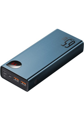 УМБ Baseus Adaman Metal Digital Display 20000mAh 65W 6A QC3.0/PD3.0 2USB + Cable Type-C, Blue