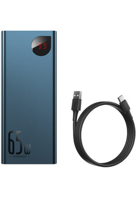 УМБ Baseus Adaman Metal Digital Display 20000mAh 65W 6A QC3.0/PD3.0 2USB + Cable Type-C, Blue