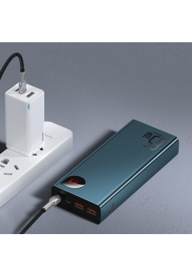 УМБ Baseus Adaman Metal Digital Display 20000mAh 65W 6A QC3.0/PD3.0 2USB + Cable Type-C, Blue