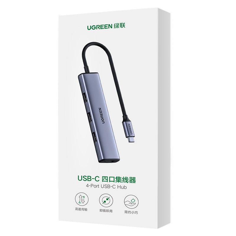 <p>Портативний 4-портовий концентратор <b> Ugreen CM473 (20841)</b> легко розширить один USB Type C вашого гаджета до чотирьох USB 3.0 зі швидкістю передачі даних до 5 Гбіт/с. Ви зможете одночасно підключити до нього клавіатуру, мишу,  флеш-накопичувач, принтер. З функцією Plug and Play вам не доведеться встановлювати додаткові драйвери для початку роботи - просто підключайтесь до комп’ютера і працюйте.</p>
<p>Міцний алюмінієвий корпус робить USB-концентратор <b> Ugreen CM473</b> зручним для перенесення та сприяє кращому розсіюванню тепла. </p>