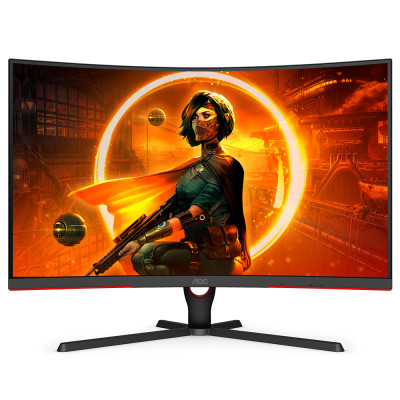 Монітор TFT 31.5" AOC C32G3AE/BK, VA, 165Гц, 4мс, вигнутий, DP, HDMIx 2, колонки, чорний з червоним
