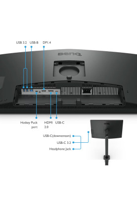 TFT 27" BenQ PD2706UA, 4K UHD, IPS, 99% sRGB, HDR10, HDMI, DP, USB-C, USB-hub, HAS, колонки
