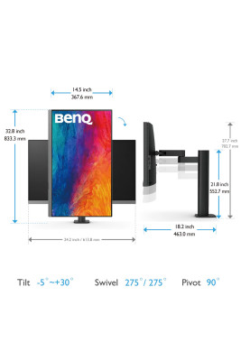 TFT 27" BenQ PD2706UA, 4K UHD, IPS, 99% sRGB, HDR10, HDMI, DP, USB-C, USB-hub, HAS, колонки