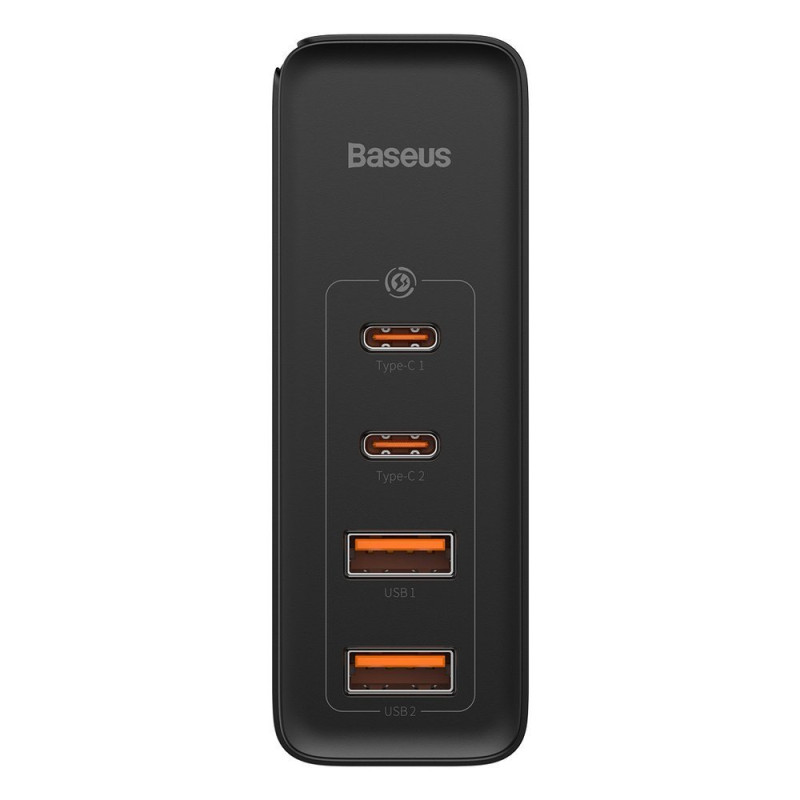 Зарядний пристрій 2xUSB 100W GaN (2xUSB-C+2xUSB-A) Чорний Baseus