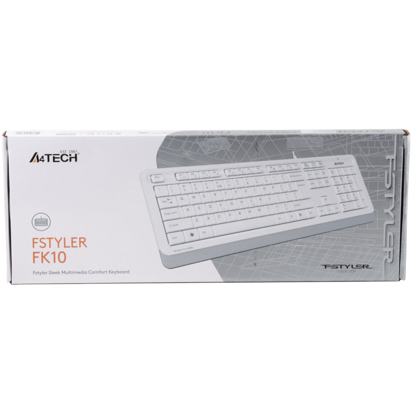 Клавиатура A4Tech FK10 Fstyler UA Sleek MMedia Comfort, USB, White