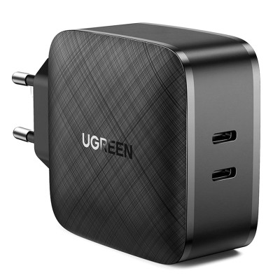 Зарядний пристрій 2xUSB 66W (2xUSB-C) Gan PD CD216 Ugreen PD Fast Charger Чорний