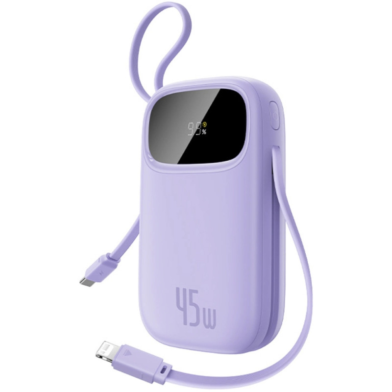 УМБ Baseus 20000mAh EnerFill FC31 45W PD,QC,USB-A,USB-C In/Out,built-in USB-C/Lightning cable Purple