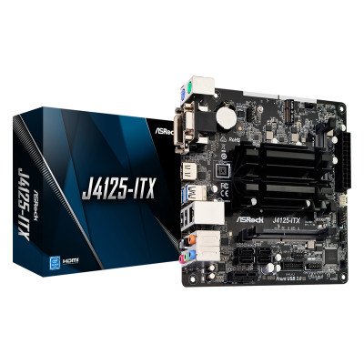 Материнська плата ASRock J4125-ITX (Quad-Core Celeron 2.7GHz, 2xDDR4 SoDIMM, VGA/HDMI/DVI, 1*PCIe, 4xSATAIII, miniITX)