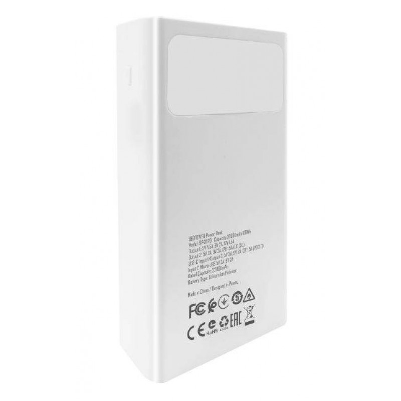 УМБ BeePower 30000 mAh, 22.5W PD USB-C + 2 x USB3.0 біла