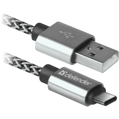 Кабель USB AM-Type-C M, 1.0 м, білий, 09-03T PRO Defender
