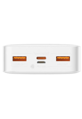 УМБ Baseus Bipow 20000mAh 20W, MicroUSB, 2xUSB,1xType-C In/Out PD3.0,QC3.0 White
