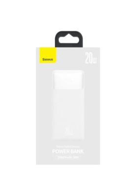 УМБ Baseus Bipow 20000mAh 20W, MicroUSB, 2xUSB,1xType-C In/Out PD3.0,QC3.0 White