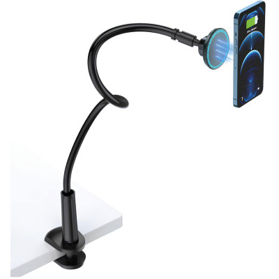 Тримач магнітний для телефону lazy man magnetic suction stand гнучкий чорний Choetech