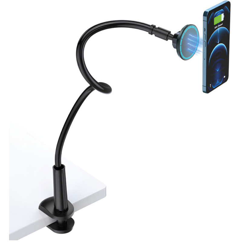 Тримач магнітний для телефону lazy man magnetic suction stand гнучкий чорний Choetech