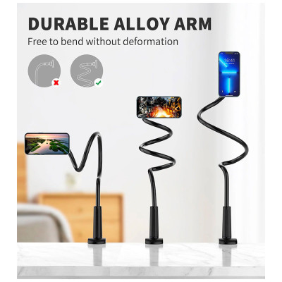 Тримач магнітний для телефону lazy man magnetic suction stand гнучкий чорний Choetech