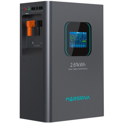 Акумуляторна батарея Marsriva LiFePO4, 25.6V/102Ah, 2.61KWH, настінна Акумуляторна батарея Marsriva LiFePO4, 25.6V/102Ah, 2.61KWH, настінна