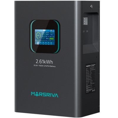 Акумуляторна батарея Marsriva LiFePO4, 25.6V/102Ah, 2.61KWH, настінна Акумуляторна батарея Marsriva LiFePO4, 25.6V/102Ah, 2.61KWH, настінна