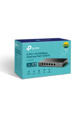 Комутатор TP-Link TL-SF1006P, 6x10/100 Fast Ethernet, FE/4xPoE 56W