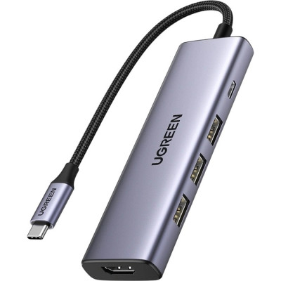 Док-станція USB3.0 Type-C --> HDMI 4K30Hz/3xUSB-А 3.0/Type-C/PD 100W 5-in-1 CM511 Ugreen