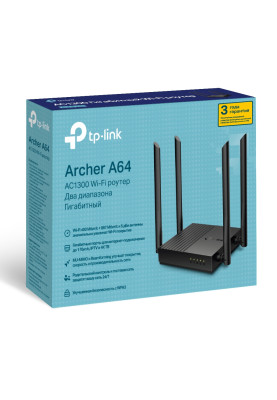 Маршрутизатор TP-Link Archer A64 AC1200 4xGE LAN 1xGE WAN MU-MIMO