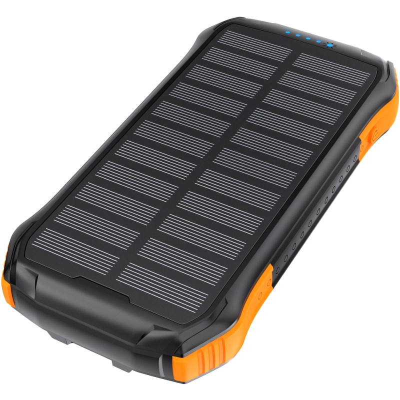 УМБ Choetech 10000mAh  2xUSB-A,1xUSB-C,solar panel, Qi-5W Black-Orange