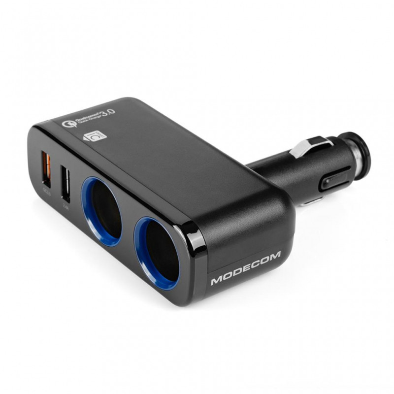 Автозарядка 2 USB 2.4A QC3.0+USB+2 Car Socket, Modecom ROYAL CG2U2Q-11 чорна