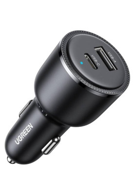 Автозарядка 2xUSB 63W (USB-C+USB-A) QC 3.0 Чорна (EC701) UGREEN
