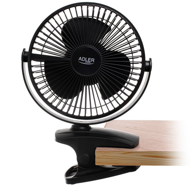 Вентилятор AdlerAD 7342 black  настільний/ акумуляторний/ 5Вт/ D=15.5см/ USB-C/ чорний