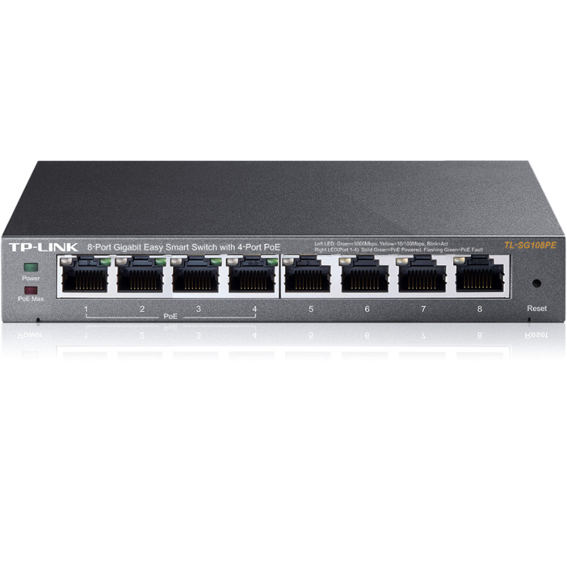 Комутатор TP-Link TL-SG108PE, 8 x 10/100/1000 RJ45, керований
